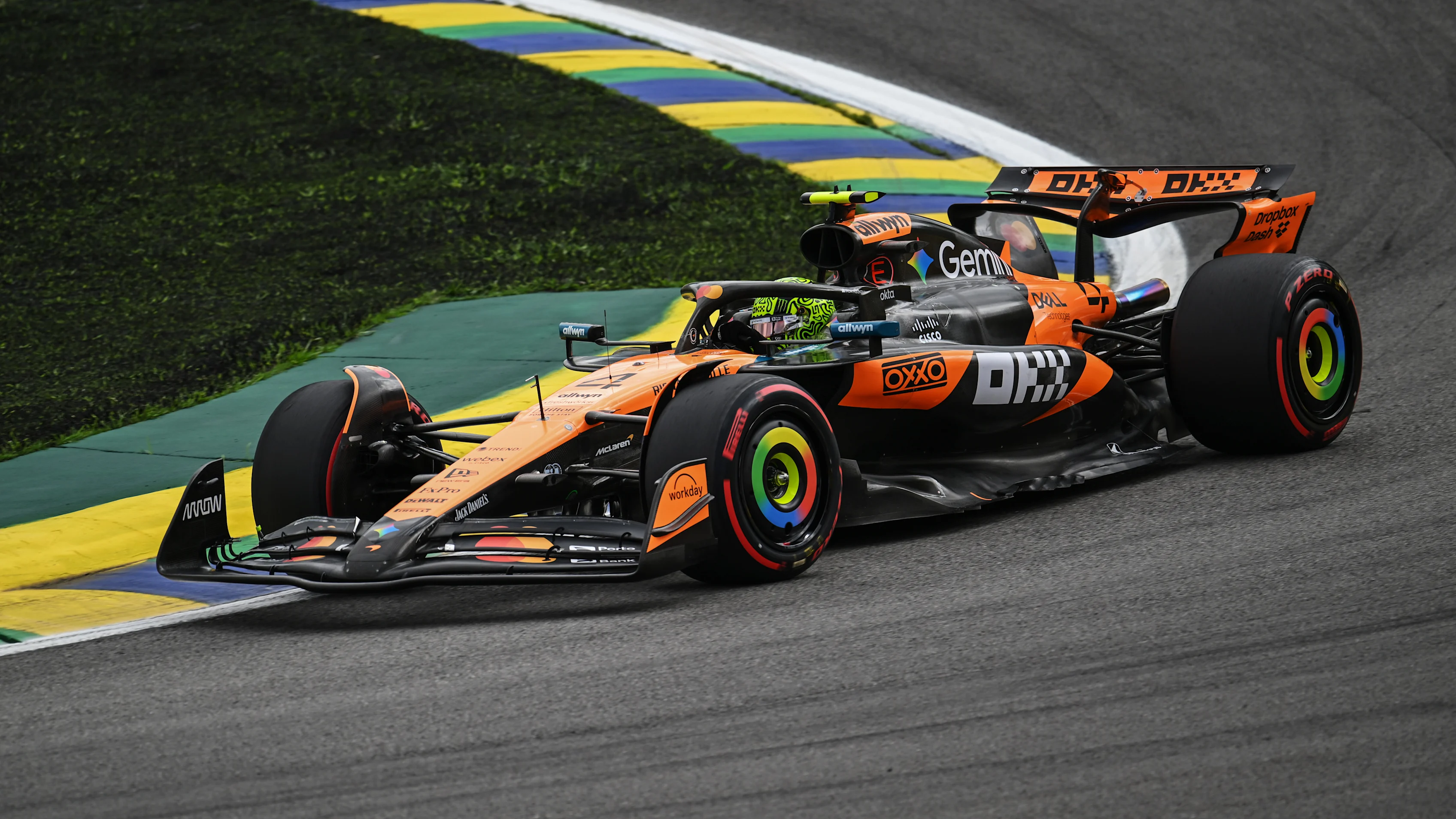 SAO PAULO, BRAZIL - NOVEMBER 08: Lando Norris of Great Britain driving the (4) McLaren MCL39